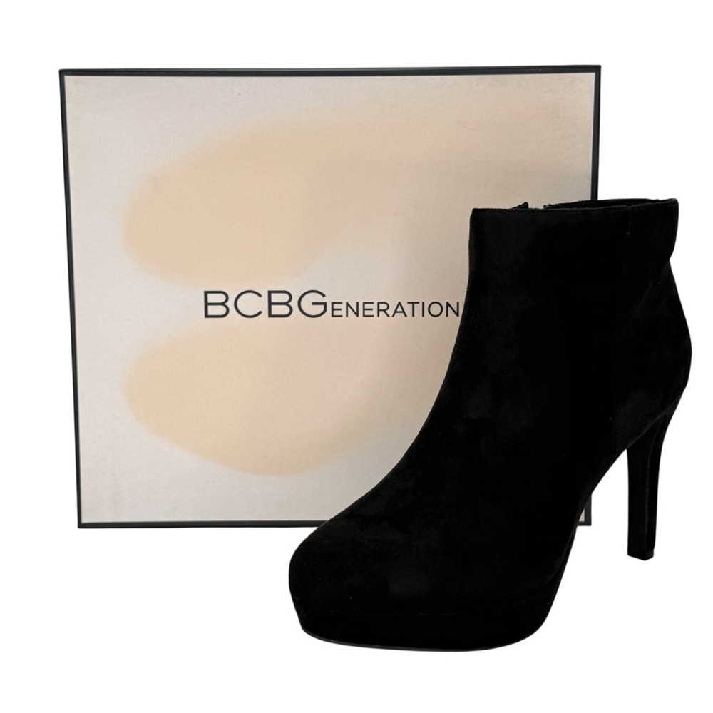 BCBGeneration Jeanne Black Microsuede Womens Heel Ankle Boots Size 11M - Picture 11 of 11